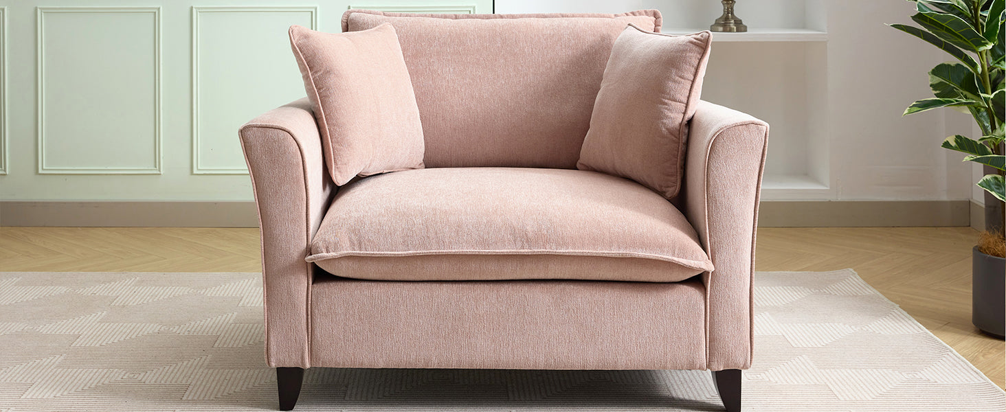 variant-group:rf-n701p379404p|Roomfitters 46.3 Inch Oversized Armchair, Chenille Comfy Accent Chair and a Half Sofa, Rubberwood Legs Pillow, Pink