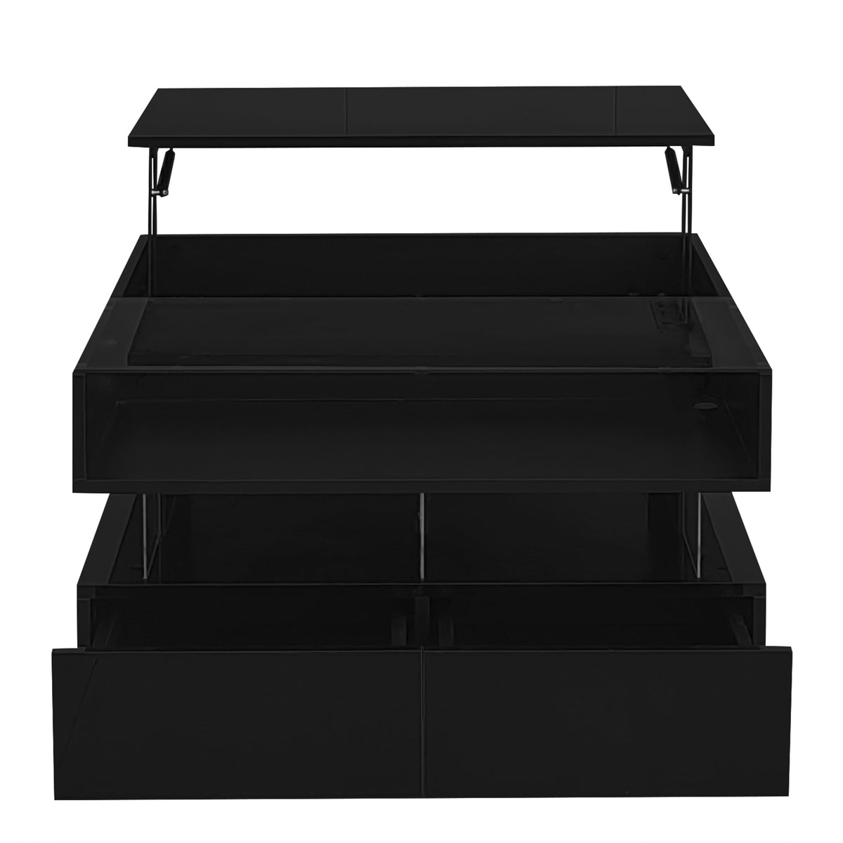 variant-group:rf-n724p290043b|Roomfitters Lift-Top Square Coffee Table with Glass Surface, Hidden Storage, High Gloss Finish, Black