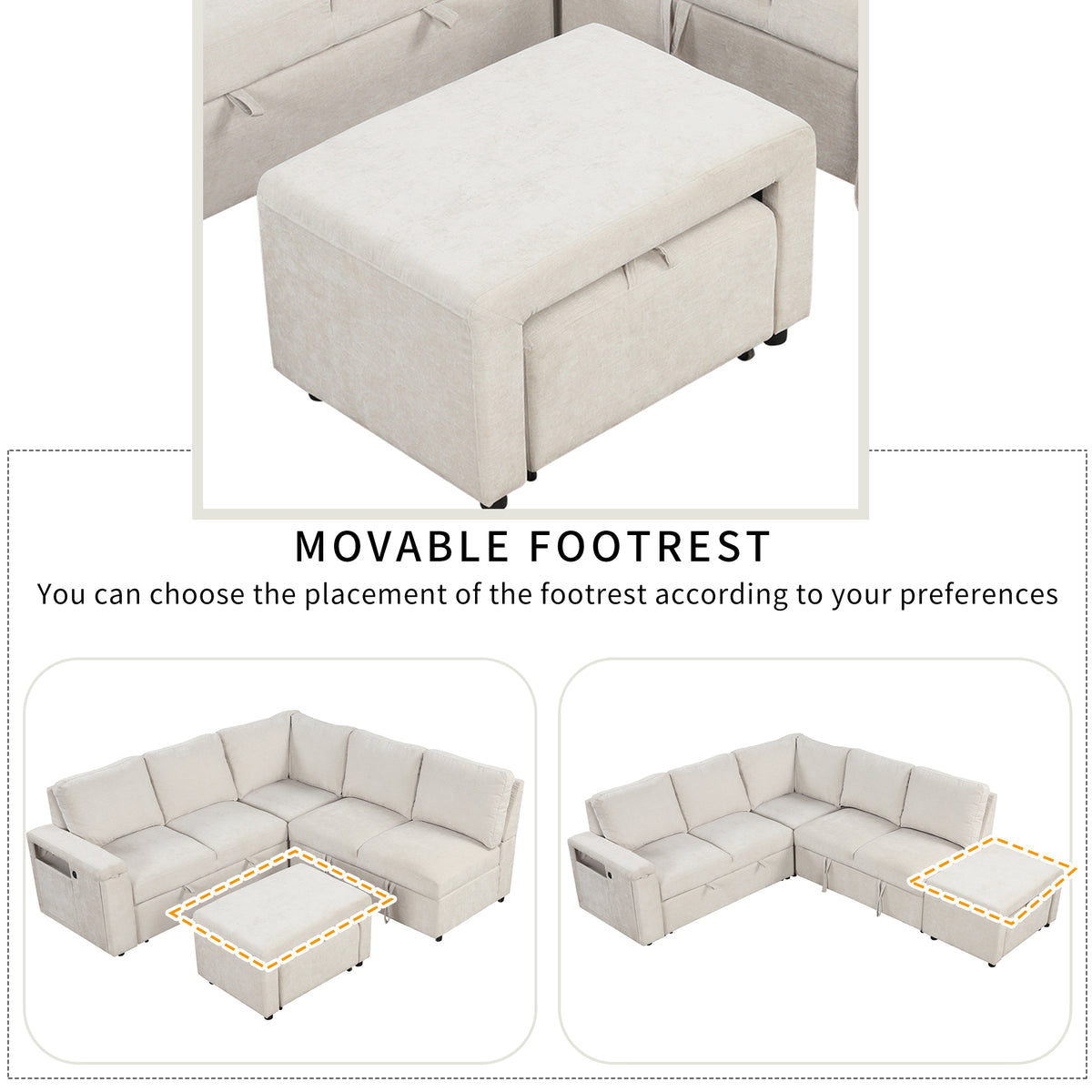 variant-group:rf-n711wy000390aaa|Roomfitters L-Shaped Padded Modular Sofa with Storage Space, USB Ports, and Cup Holders on the Armrests, Suitable for Living Rooms, Offices, and Apartments, Beige