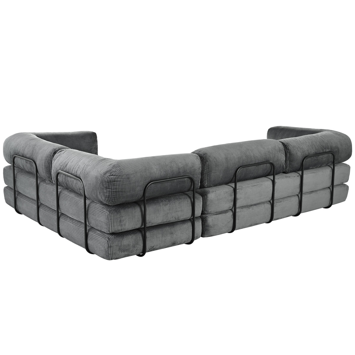 variant-group:rf-n711wy000448aae|Roomfitters L-Shaped Modular Sectional Sofa in Corduroy Fabric, Modern Couch for Living Room and Apartment, Gray