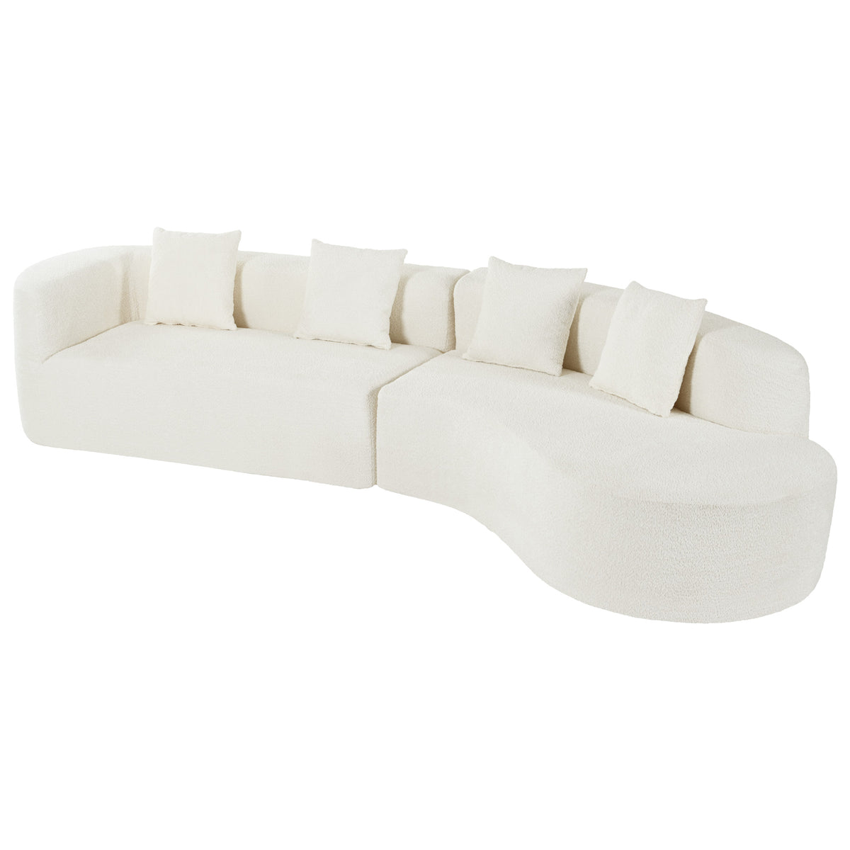 variant-group:rf-n711wy000456aaa|Roomfitters 132" Sectional Sofa, Modern Curved Design L-Shaped Modular Couch for Living Room Furniture, Beige