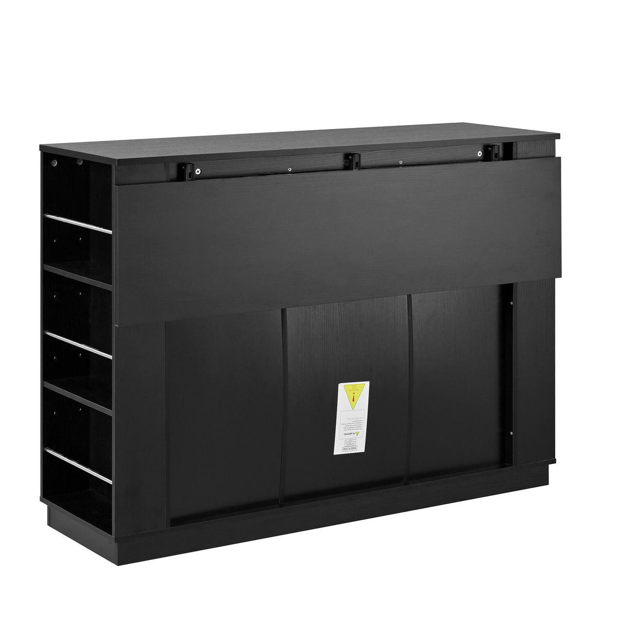 variant-group:rf-n711p437715b|Roomfitters 47.2-Inch Counter Height Bar Cabinet, Black Sideboard Buffet Table, Foldable Drop Leaf, Built-In Power