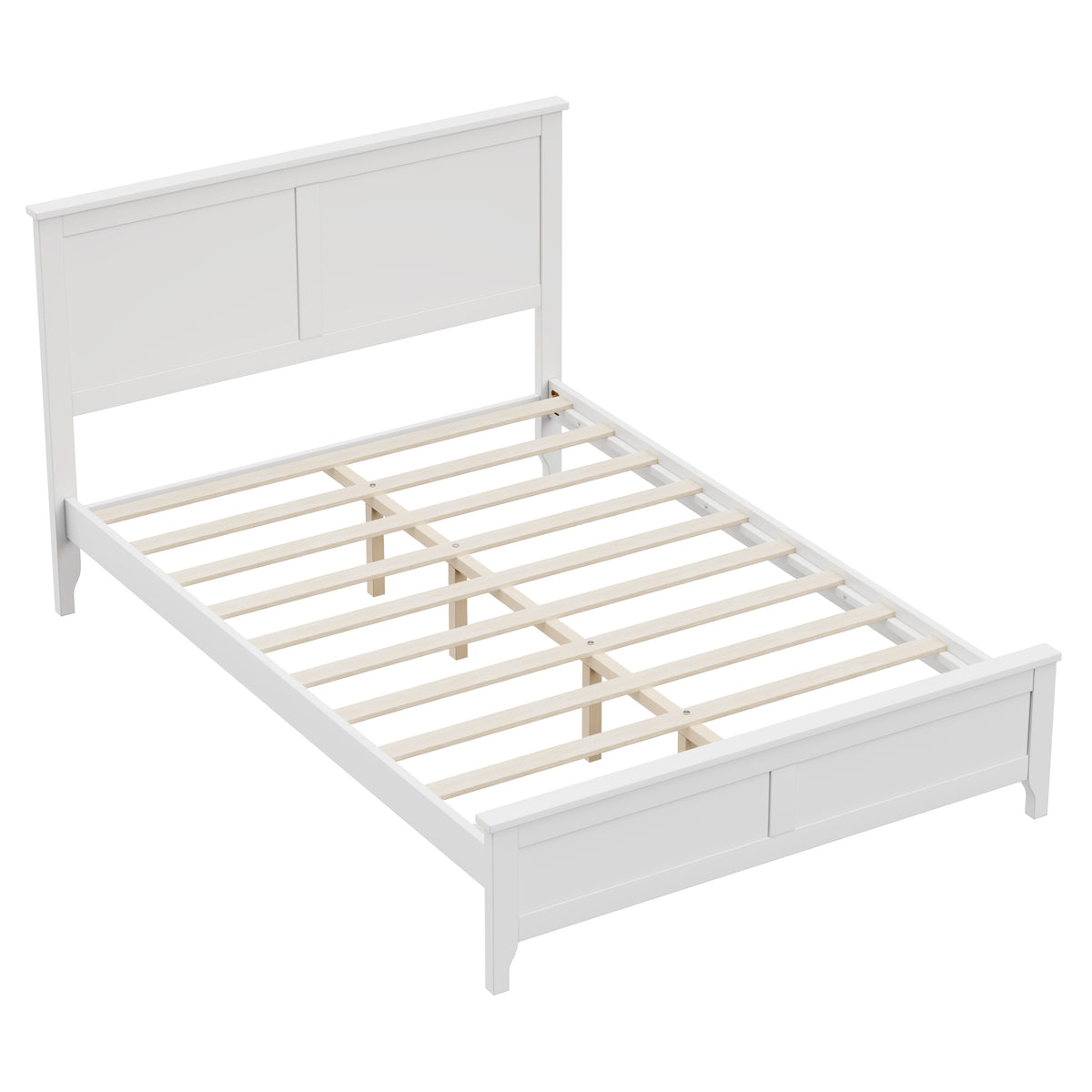 variant-group:rf-n701p407155k|Roomfitters Full Size Bed Frame with Paneled Headboard and Footboard, Traditional Wooden Platform Bed Frame, White