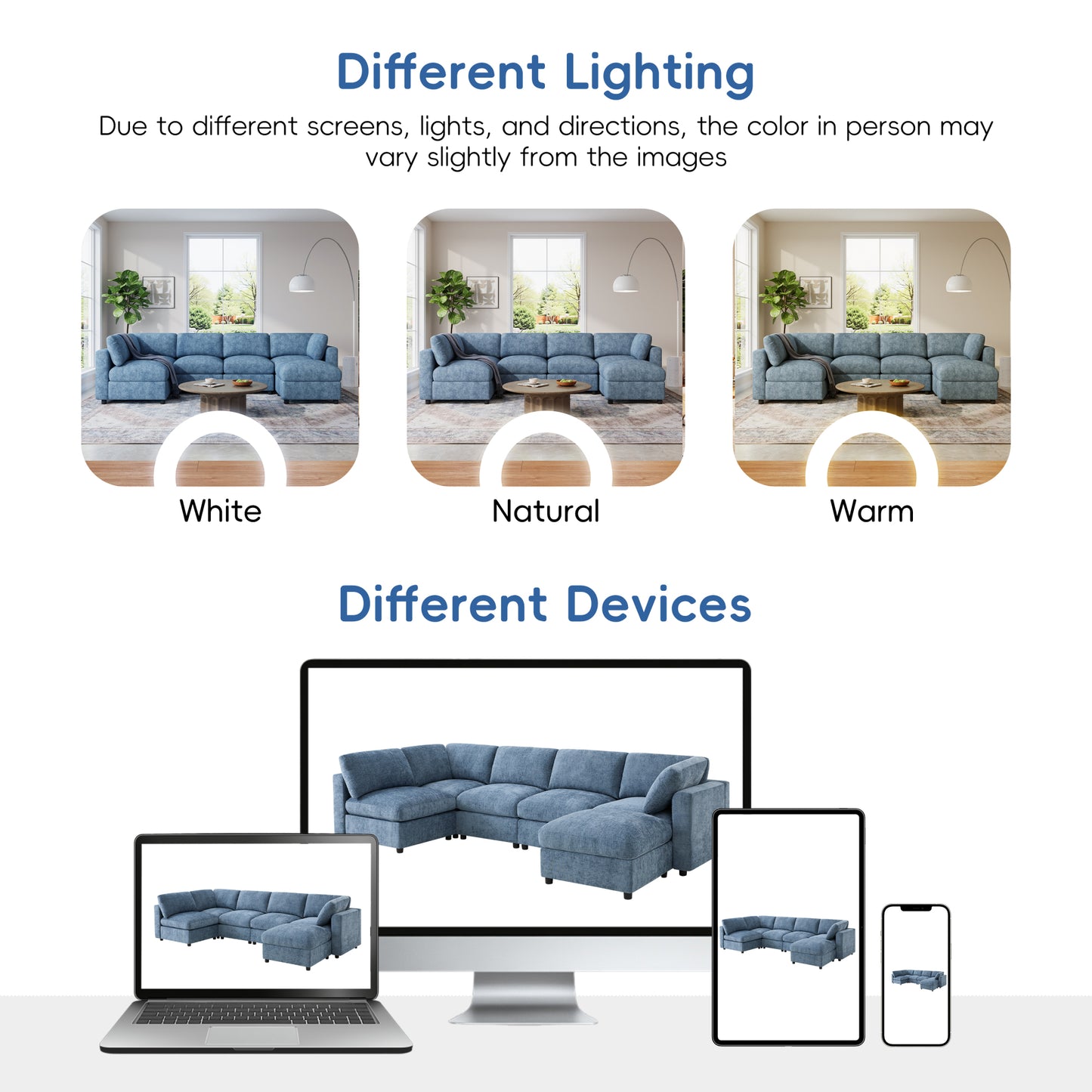 variant-group:rf-n723s9792k|Roomfitters 129 Inch Oversized U-Shaped Modular Sectional Sofa, Large Upholstered Living Room Seating Couch Furniture, Blue