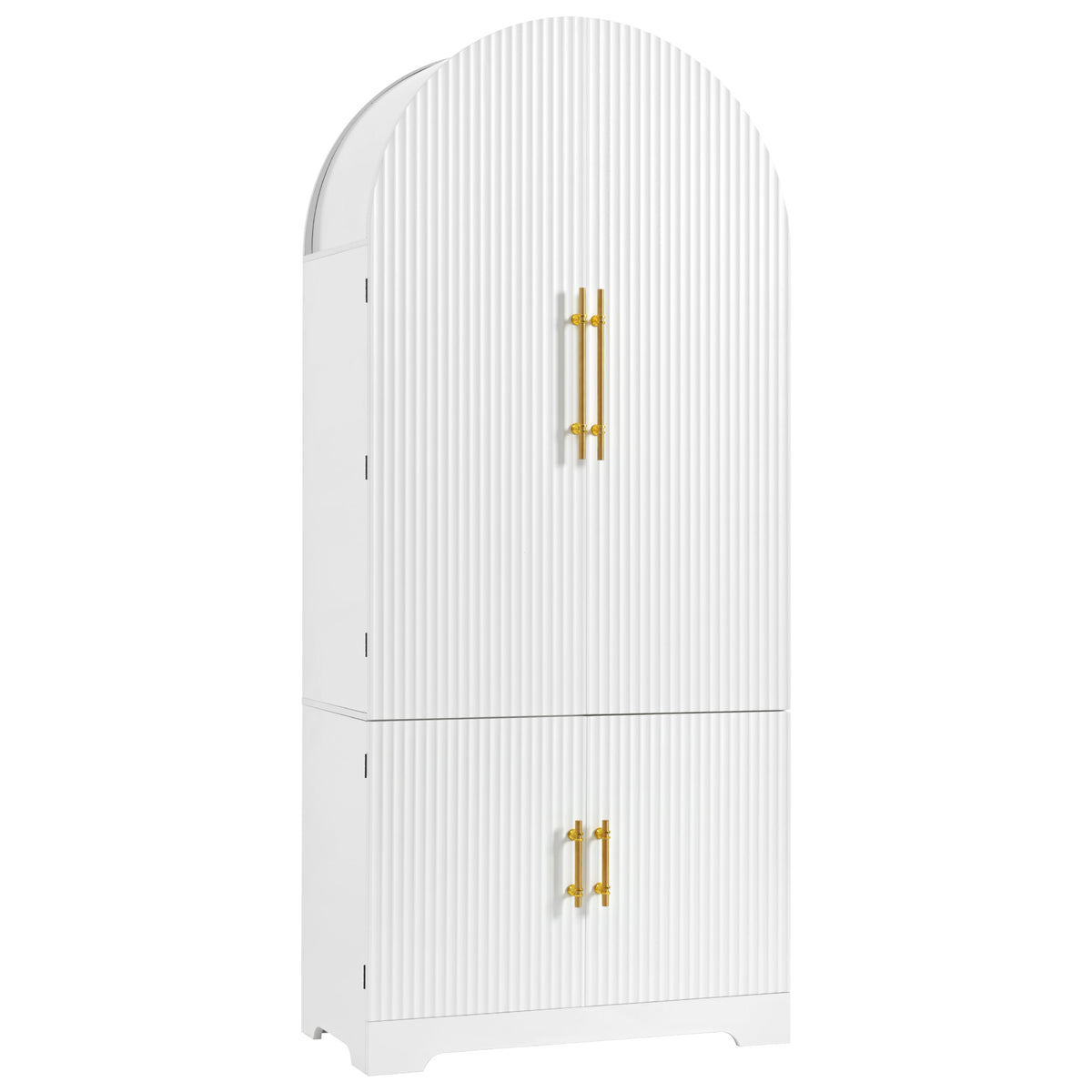 variant-group:rf-n707s000020w|Roomfitters 72" Tall Arched Kitchen Pantry Cabinet with Fluted Doors & Hidden Drawer, White