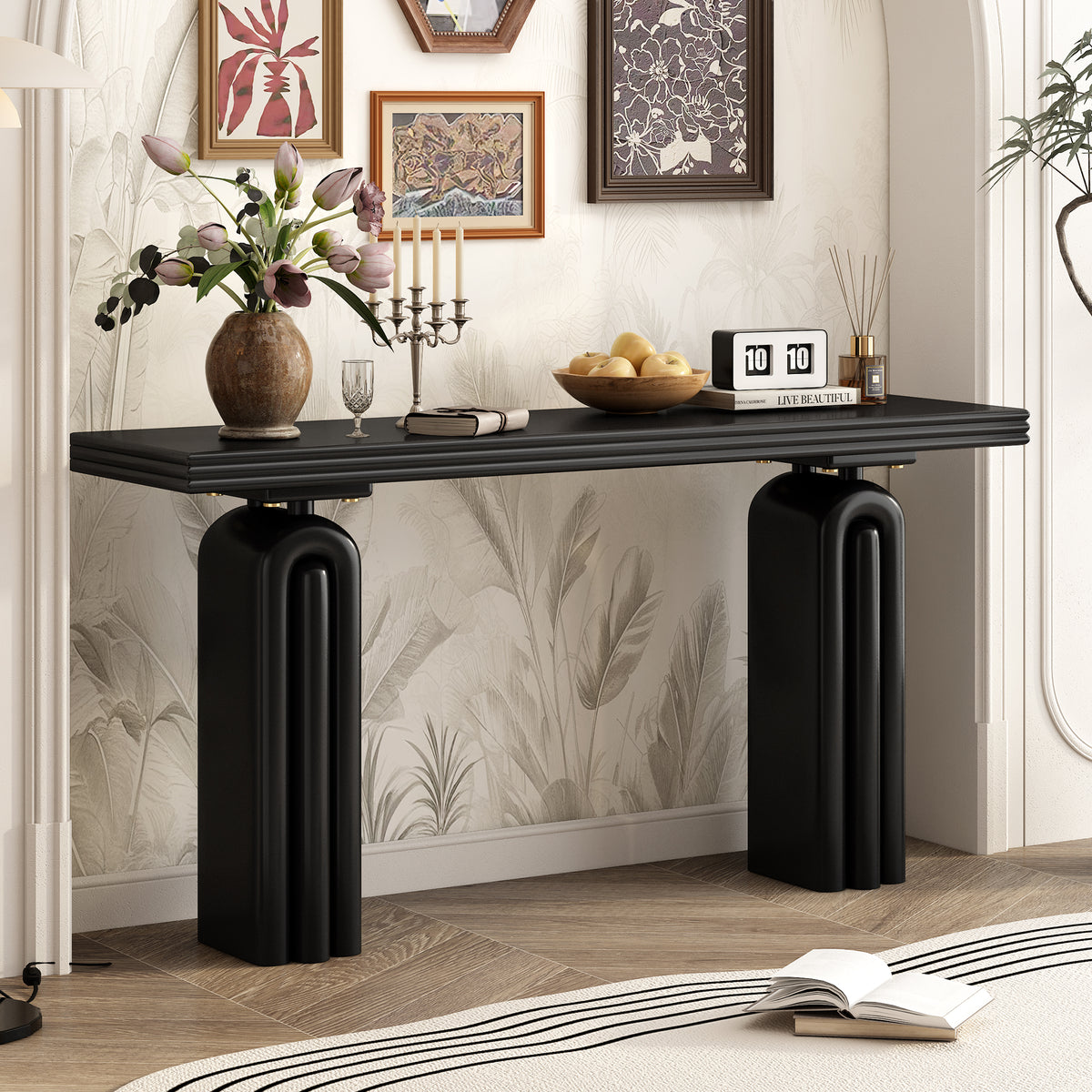 variant-group:rf-n711p235894b|Roomfitters Accent Chic Console Table, Elegant and Luxurious Design for Entryway, Hallway, Living Room, Black