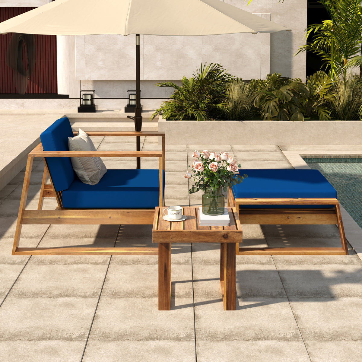 variant-group:rf-n711wy000431aac|Roomfitters Acacia Wood Outdoor Lounge Set - Chair & Ottoman for Patios, Balconies, Gardens, Natural+Blue