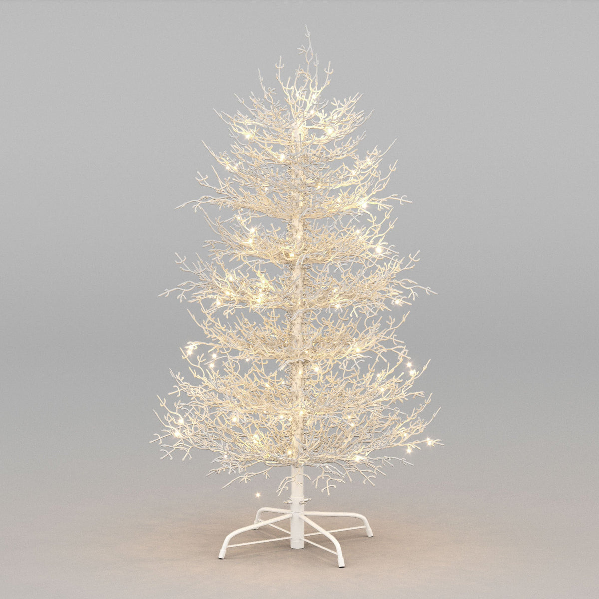 Roomfitters Pre-Lit Aspen Fir Christmas Tree 4FT, Hinged Snow-Flocked Artificial Holiday Tree with Warm Lights, 280 Tips, White Roomfitters