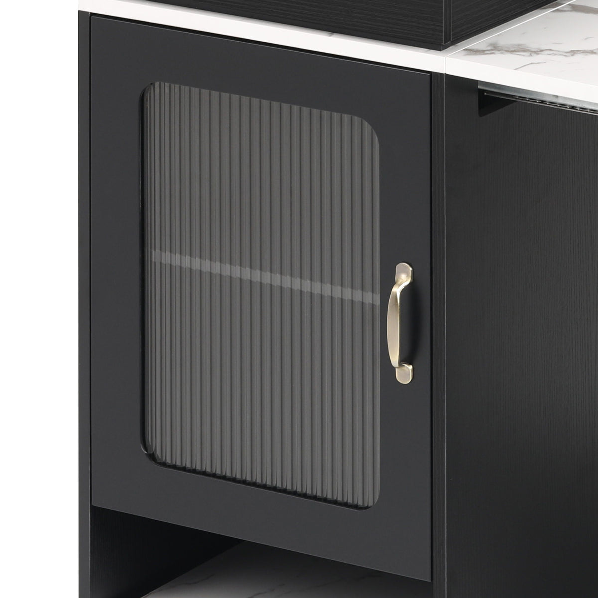 variant-group:rf-n707s000017b|Roomfitters 59.5" Kitchen Island with 41.8" Extendable Dining Table, Double-Sided Storage, Power Outlet, 2 Drawers, Black