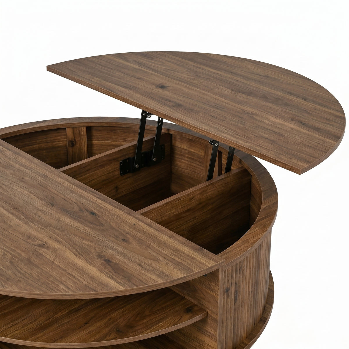 variant-group:rf-n724p416053m|Roomfitters Minimalist Round Lift-Top Coffee Table with Side Sliding Door, Antique Brown
