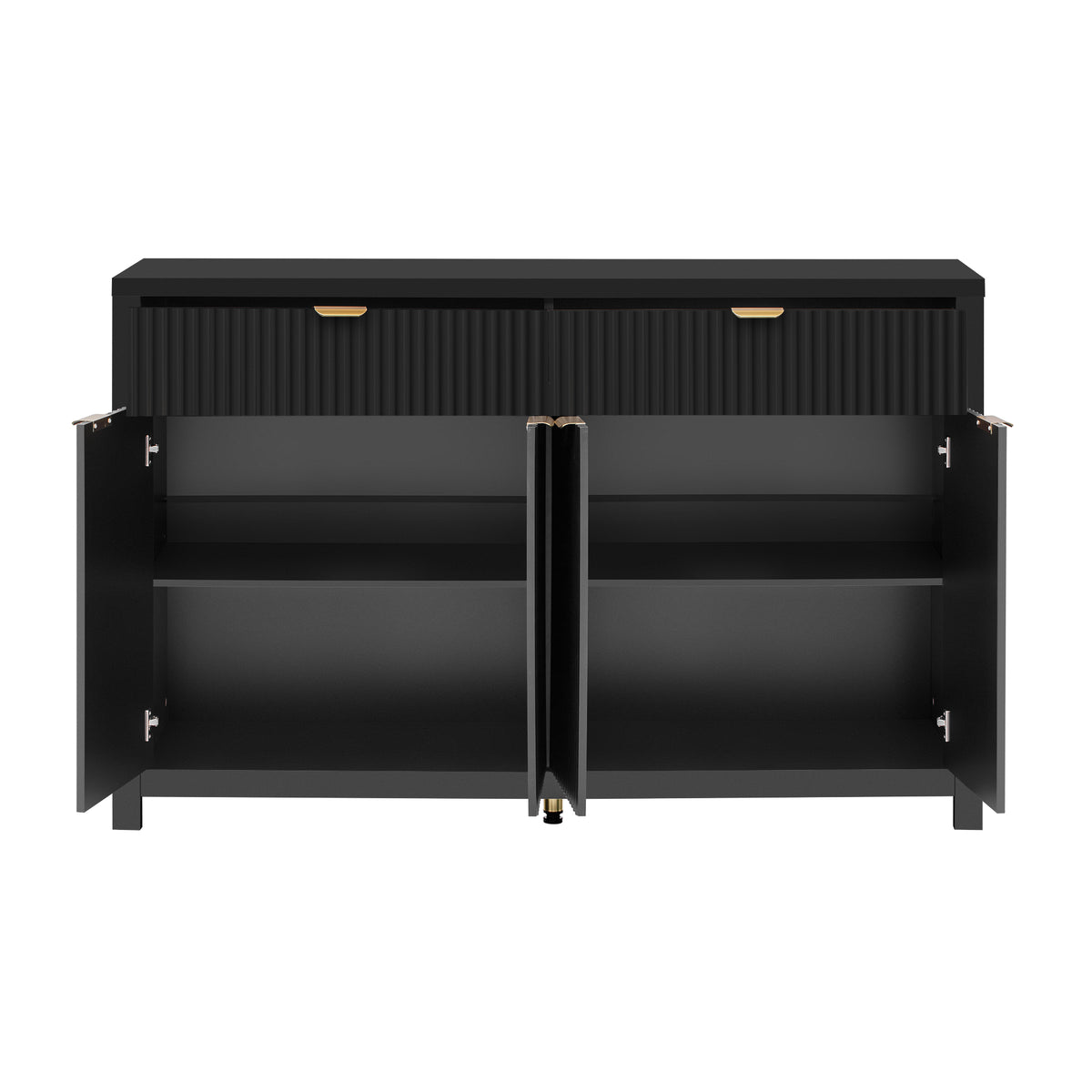 variant-group:rf-n711p269068b|Roomfitters Modern Sideboard Cabinet, Wave Pattern Storage Buffet with Adjustable Shelves, Accent Console, Black