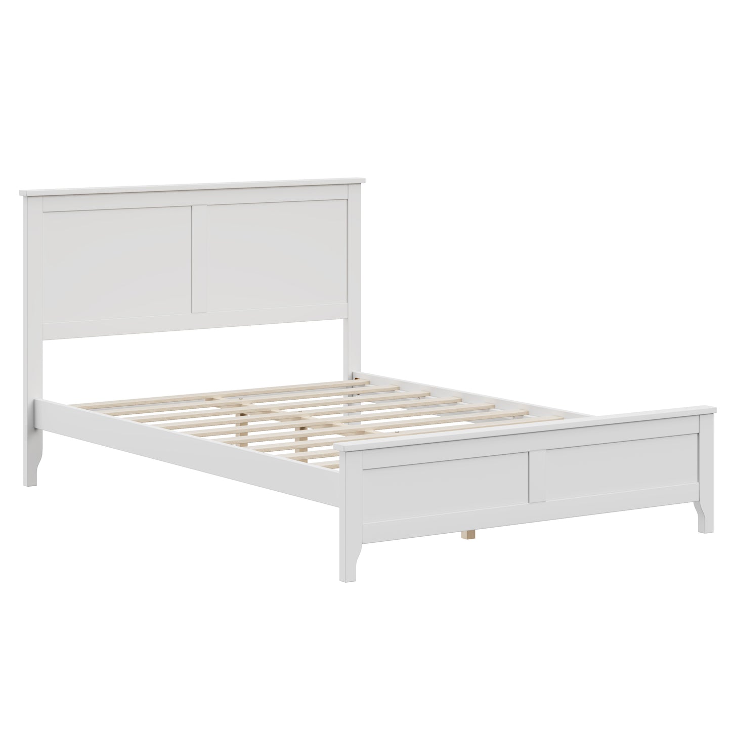 variant-group:rf-n701p407155k|Roomfitters Full Size Bed Frame with Paneled Headboard and Footboard, Traditional Wooden Platform Bed Frame, White
