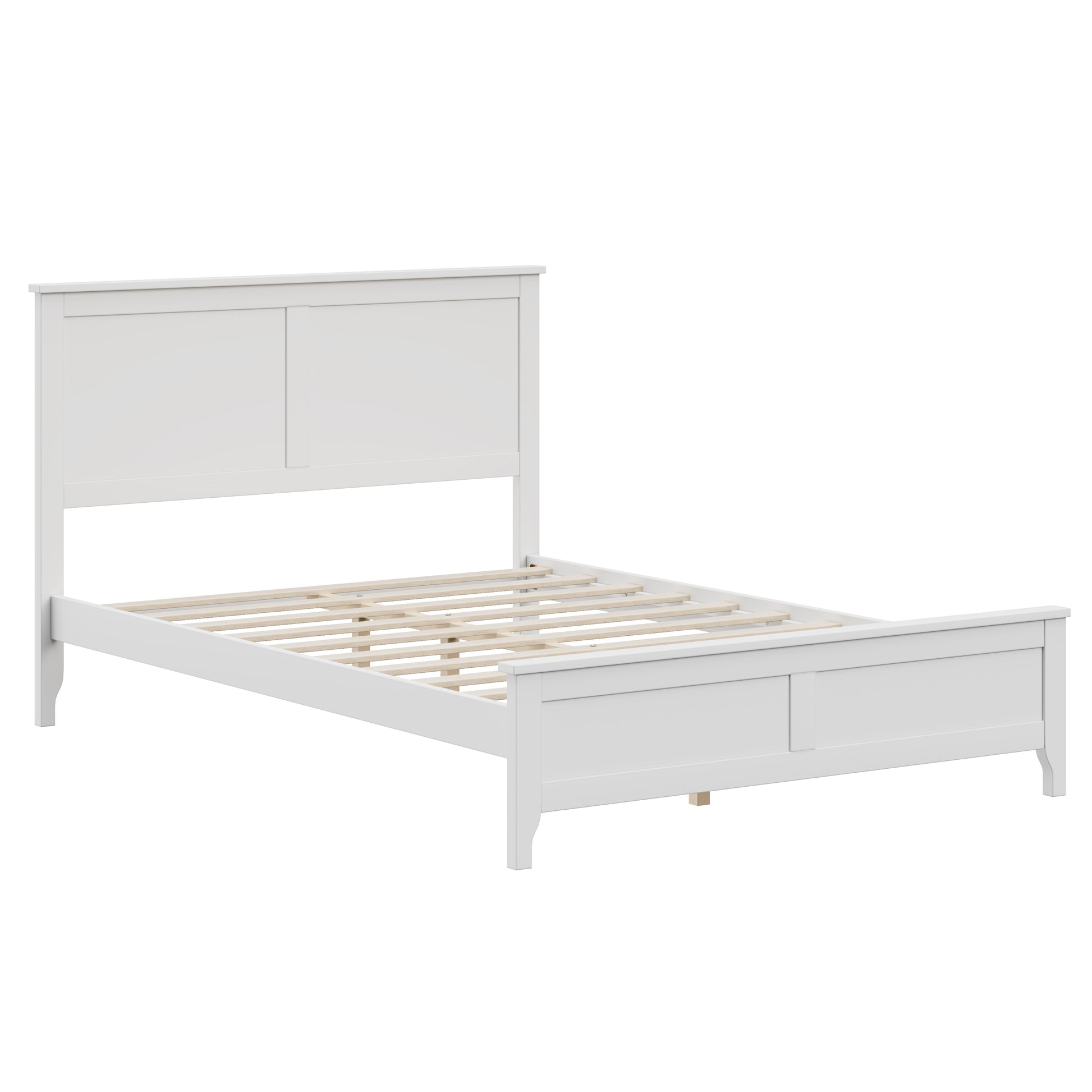 variant-group:rf-n701p407155k|Roomfitters Full Size Bed Frame with Paneled Headboard and Footboard, Traditional Wooden Platform Bed Frame, White