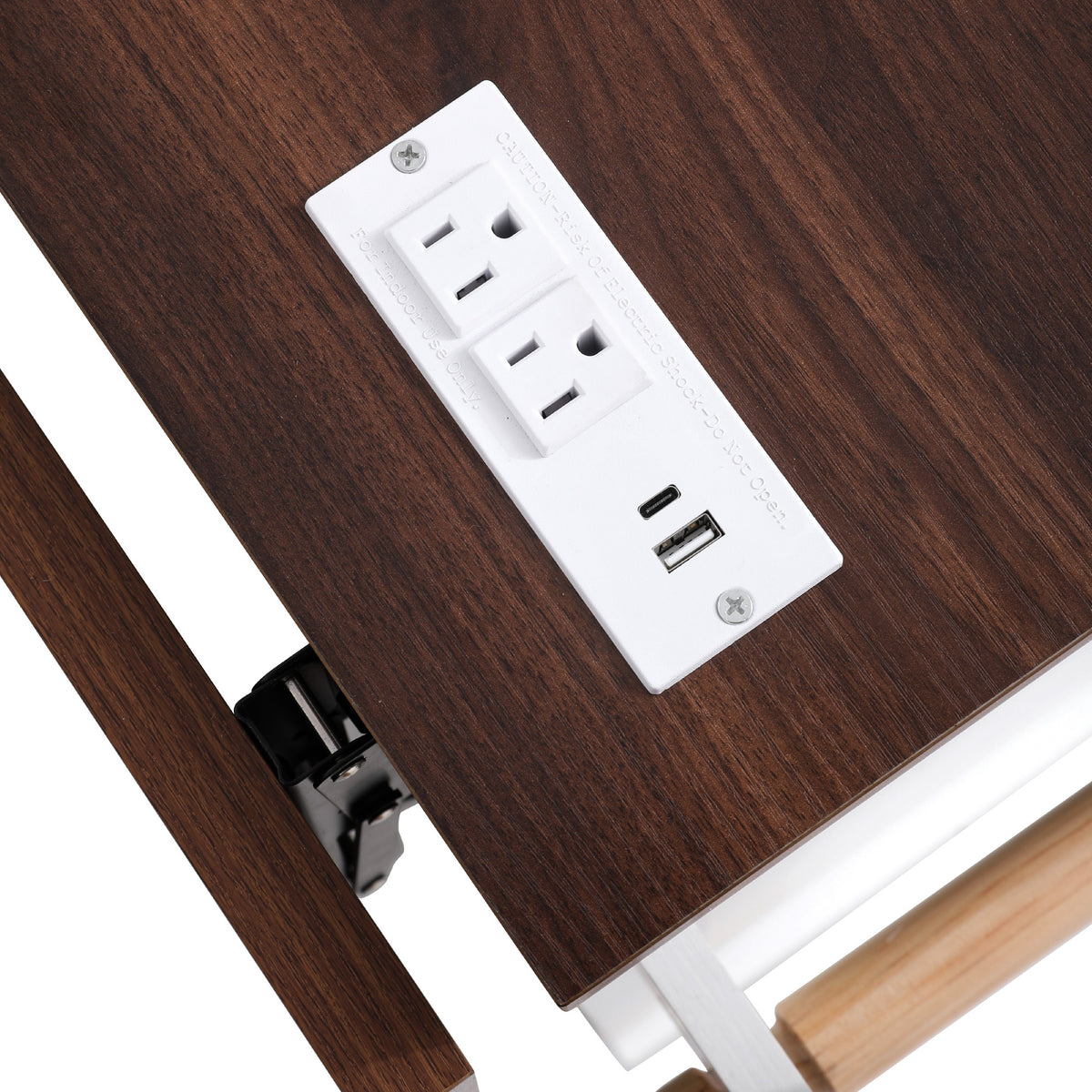 variant-group:rf-n707p254872w|Roomfitters 46.5" Rolling Kitchen Island with Drop Leaf, Mobile Cart with 2 AC Outlets & USB, Beaded Drape & 3 Drawers, White