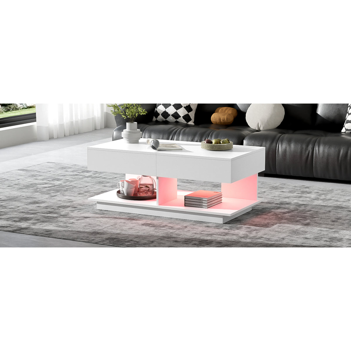 variant-group:rf-n724p290061k|Roomfitters Extendable Coffee Table with Hidden Storage and Compartments, Adjustable Multifunctional Center Table, White