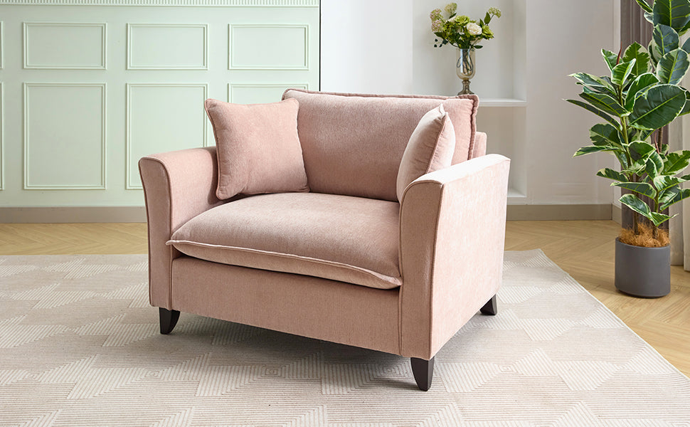 variant-group:rf-n701p379404p|Roomfitters 46.3 Inch Oversized Armchair, Chenille Comfy Accent Chair and a Half Sofa, Rubberwood Legs Pillow, Pink