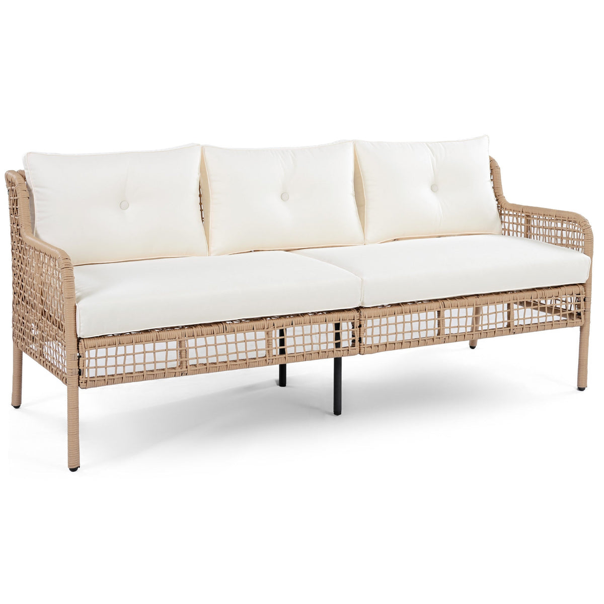 Roomfitters 4-Piece Patio Furniture Set with 360-Degree Swivel Rocking Chairs and Storage Coffee Table Beige Roomfitters
