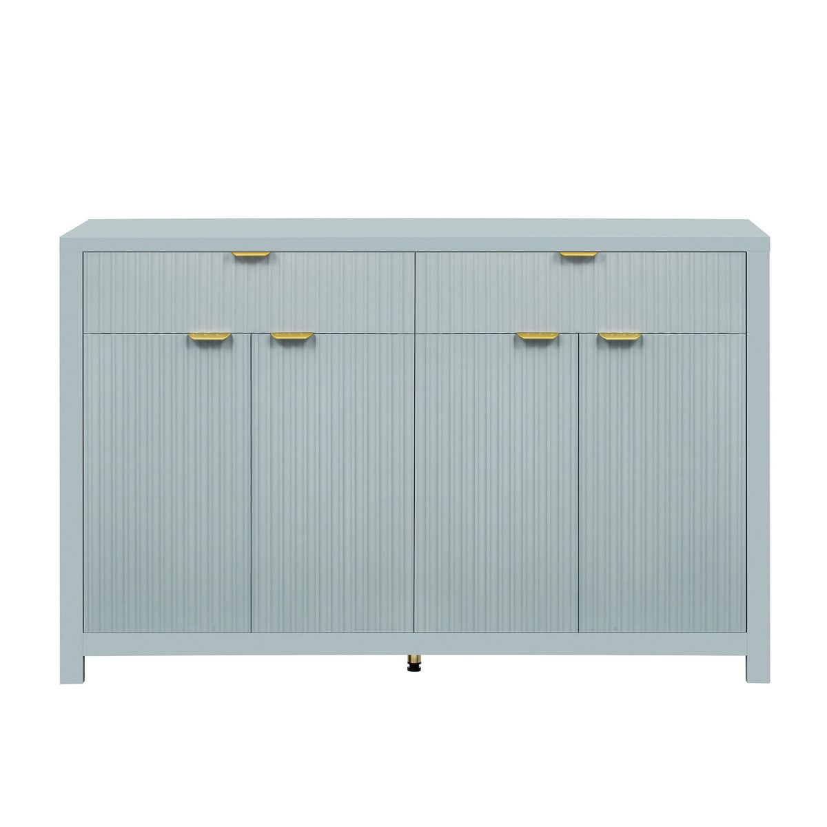 Roomfitters Sideboard Buffet Cabinet with 2 Drawers, 4 Door Mid-century Modern Fluted Storage for Kitchen & Dining Room, Cyan Roomfitters