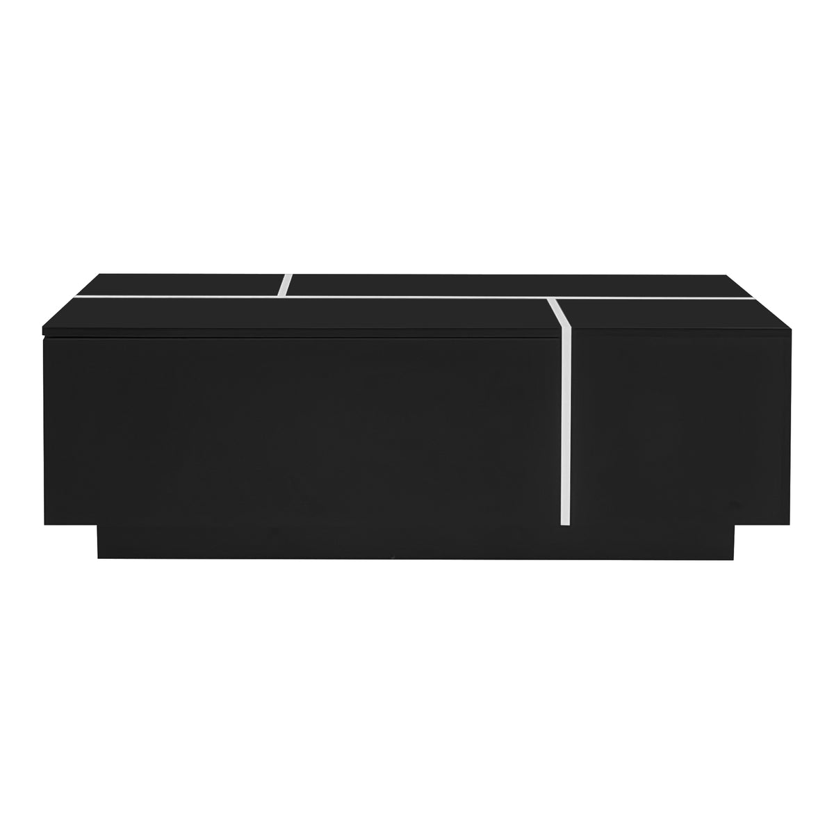 variant-group:rf-n724p292070b|Roomfitters Glossy Extendable Coffee Table with 2 Drawers and Hidden Storage Compartments, Multi-Functional Design, Black
