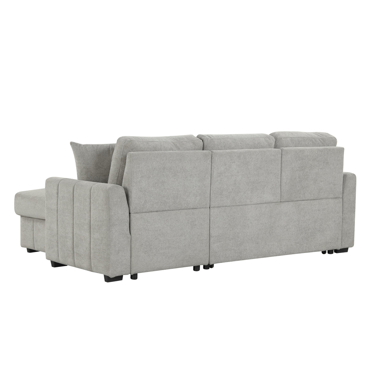 variant-group:rf-n711wy000467aae|Roomfitters 90" L-Shaped Sectional Sleeper Sofa with Storage Chaise and Pull Out Bed, Fold Down Cup Holder Table, Grey