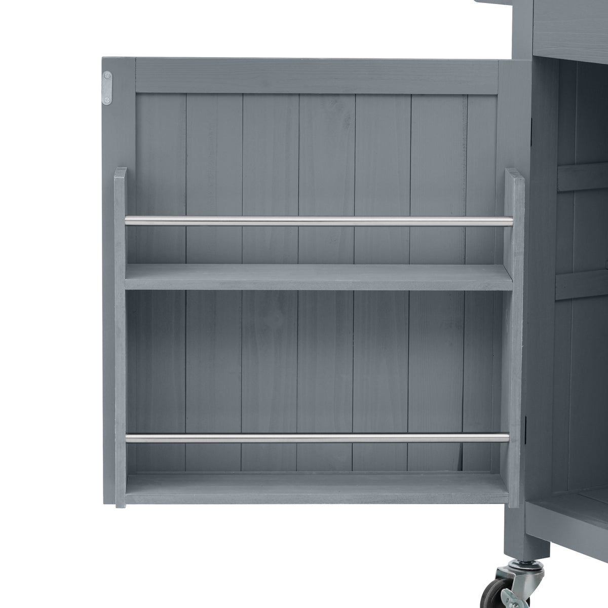 variant-group:rf-n707p409087g|Roomfitters 54.1" Grill Cart, Outdoor Kitchen Prep Station with Stainless Steel Top and Propane Tank Storage, Grey+Blue