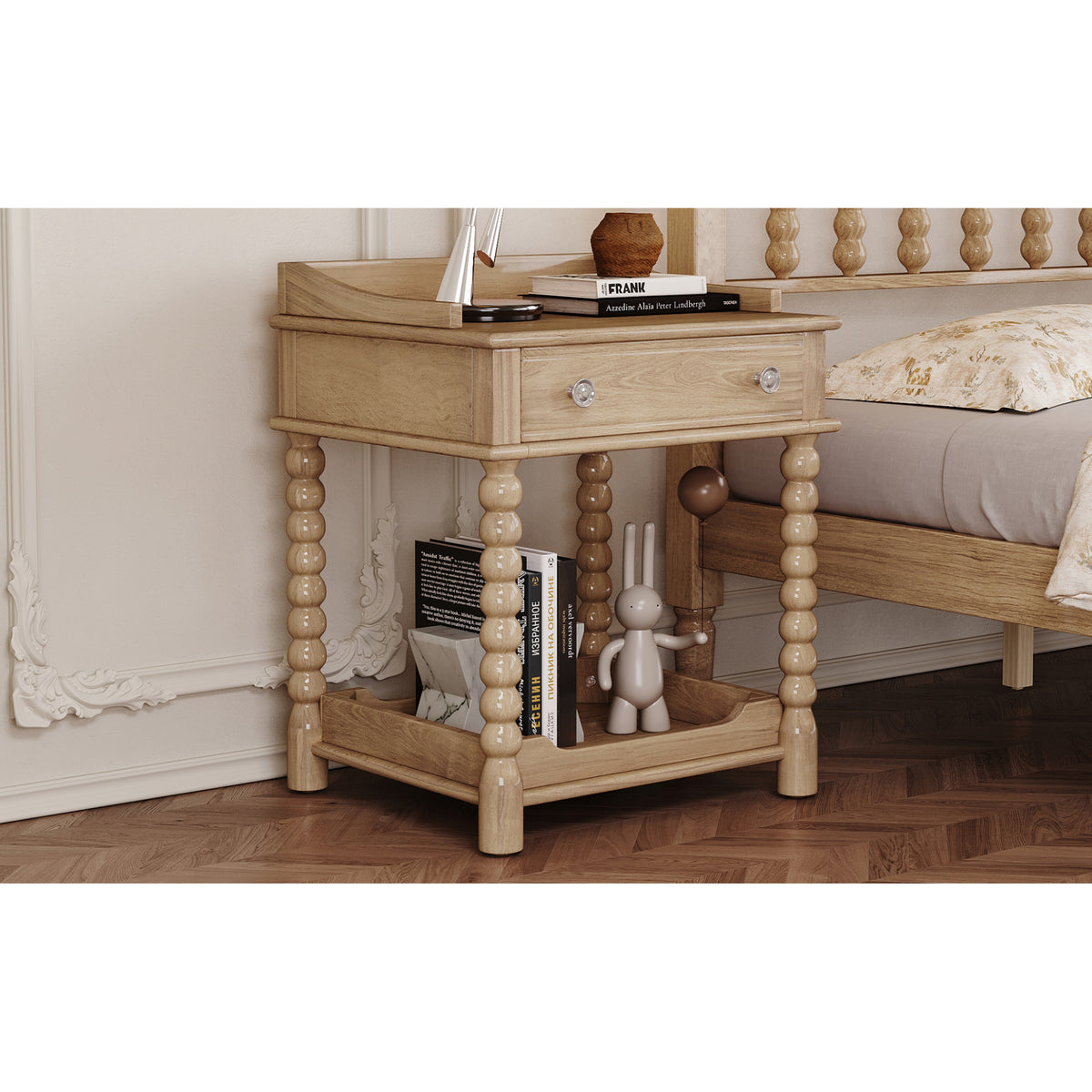variant-group:rf-n733p206240m|Roomfitters Retro Nightstand Bedside Table with Open Shelf and Storage Compartment, Metal Handle Accent, Natural