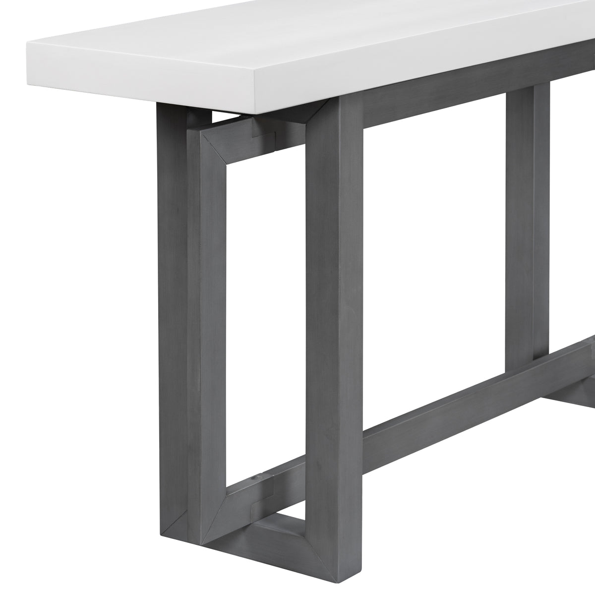 variant-group:rf-n711p410422m|Roomfitters Contemporary Dark Grey and White Pine Veneer Extra Long Console Table with Unique Triple Rectangle Solid Wood Legs
