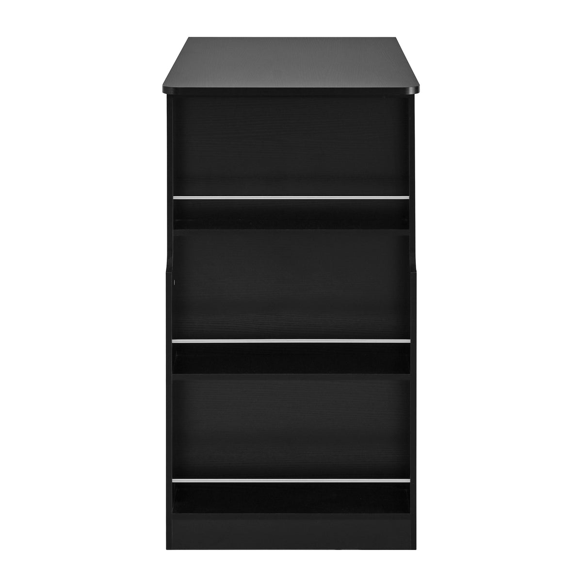variant-group:rf-n711p437809b|Roomfitters Black MDF Counter Height Kitchen Island Sideboard Cabinet, Extendable Table, Acrylic Sliding Doors