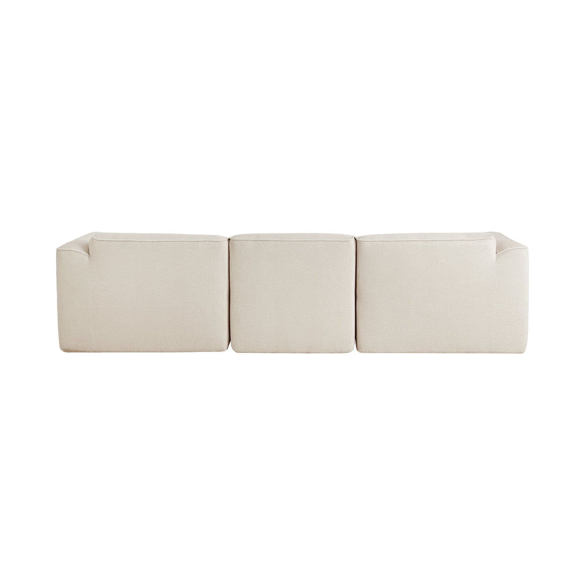 Roomfitters Double-Needle Cut Velvet Sofa, 4-Seater Sectional Couch, Movable Chaise Ottoman, Beige Low-Profile Pit Roomfitters