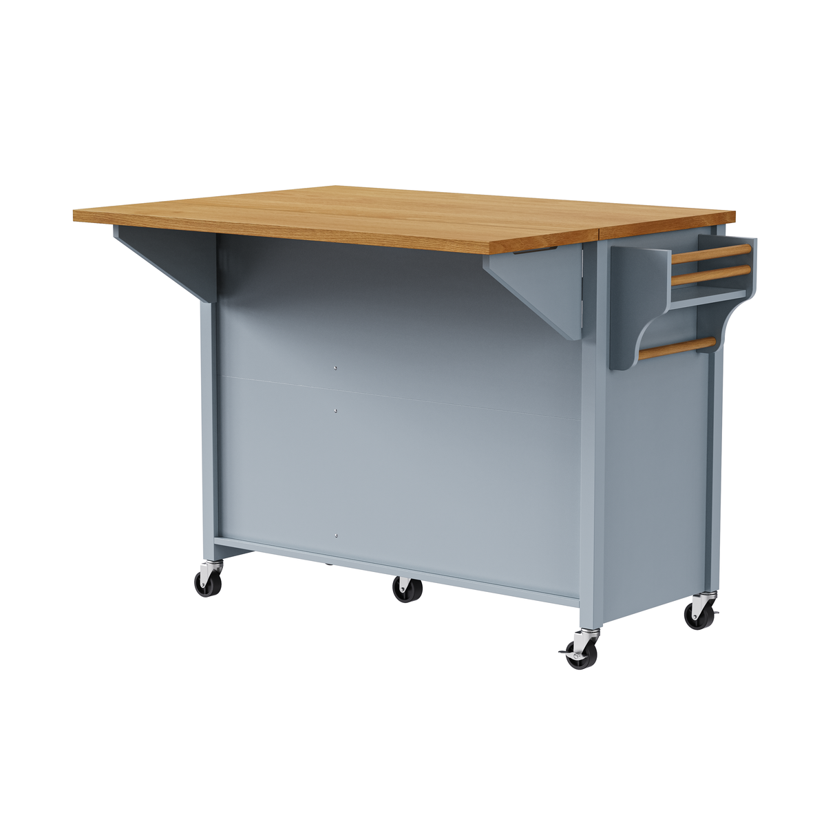 variant-group:rf-n707p195393g|Roomfitters 52" Kitchen Island with Drop Leaf, Rolling Kitchen Cart with Storage Cabinet, Spice Rack, Towel Rack, Adjustable Shelf, Blue Grey