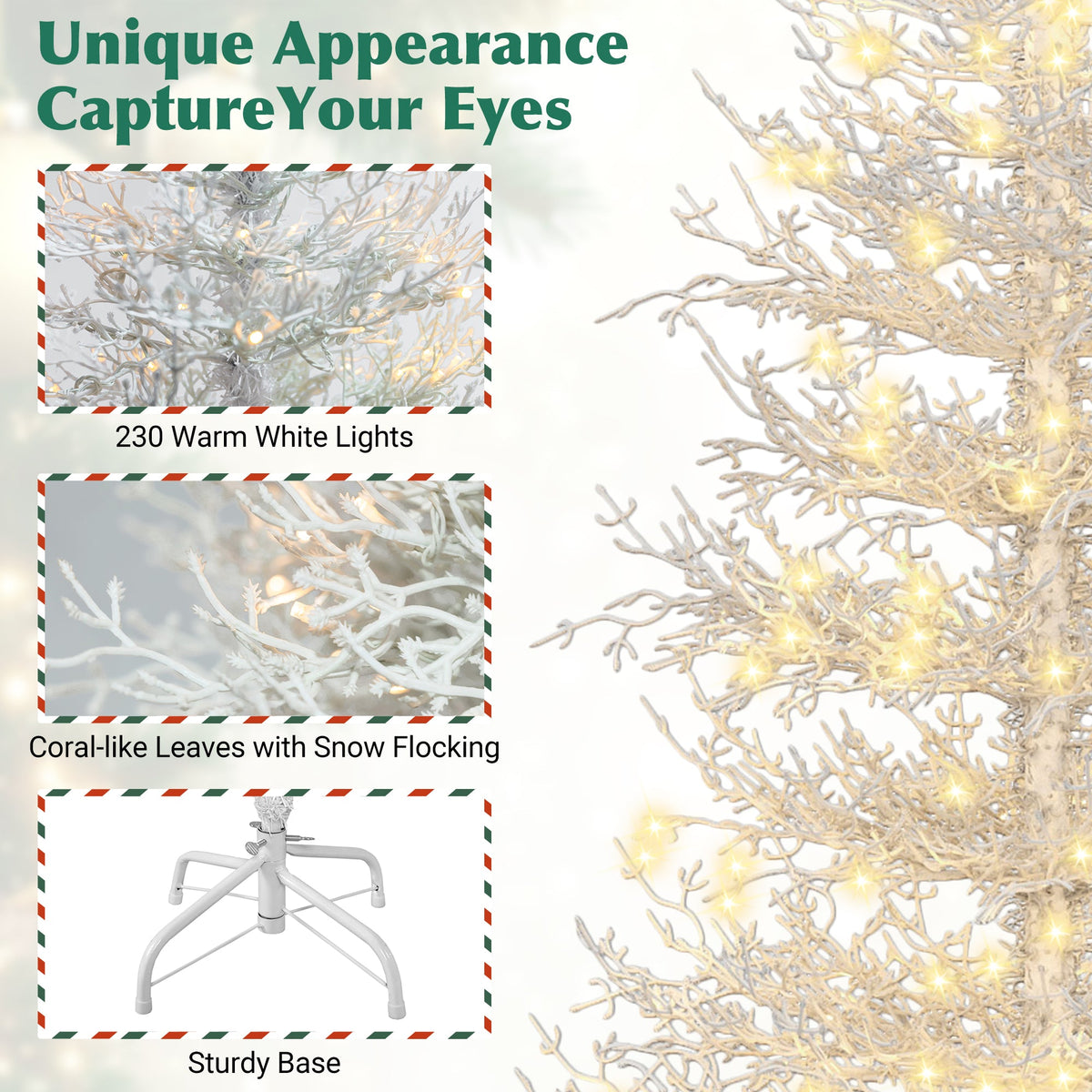 Roomfitters Pre-Lit Aspen Fir Christmas Tree 4FT, Hinged Snow-Flocked Artificial Holiday Tree with Warm Lights, 280 Tips, White Roomfitters