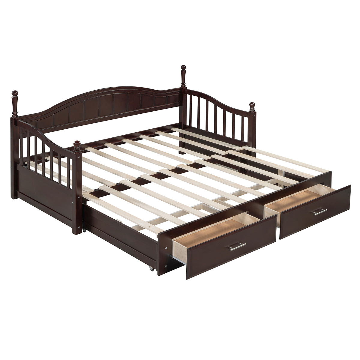 variant-group:rf-n733s173459p|Roomfitters Wooden Twin Size Daybed with Expandable Design, Twin Trundle and Two Practical Storage Drawers, Espresso
