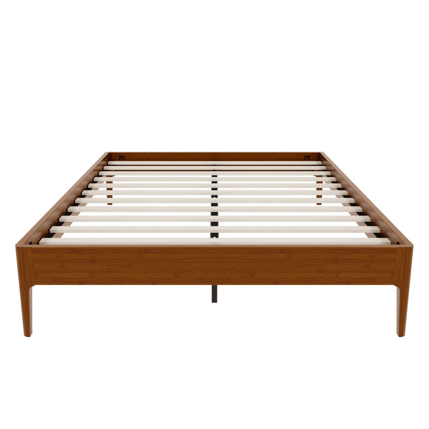 Roomfitters 15 Inch Queen Size Solid Bamboo Wood Platform Bed Frame, Noise Free Metal Support, No Box Spring, Brown Roomfitters