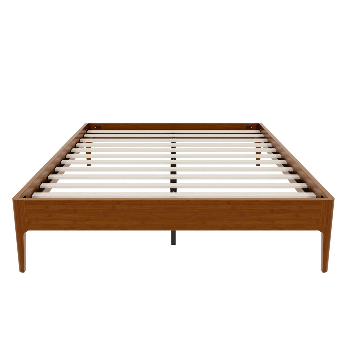 Roomfitters 15 Inch Queen Size Solid Bamboo Wood Platform Bed Frame, Noise Free Metal Support, No Box Spring, Brown Roomfitters
