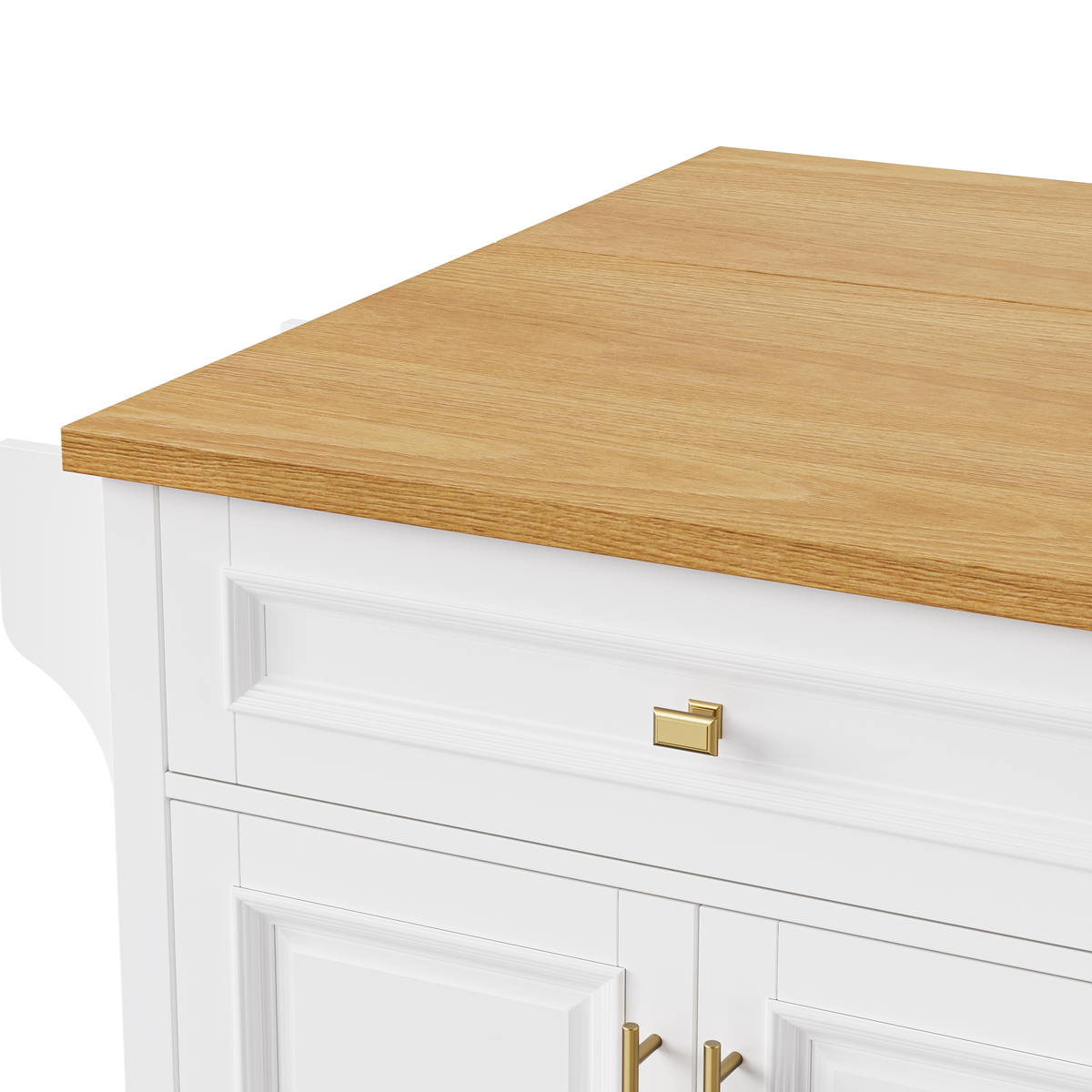 variant-group:rf-n707p195393w|Roomfitters 52" Kitchen Island with Drop Leaf, Rolling Kitchen Cart with Storage Cabinet, Spice Rack, Towel Rack, Adjustable Shelf, White