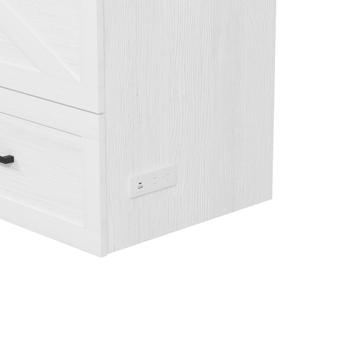 variant-group:rf-n733s237853w|Roomfitters Full Size Farmhouse Murphy Cabinet Bed with Charging Station, Foldable Platform Bed with Large Storage for Guest Room, Small Bedroom, White