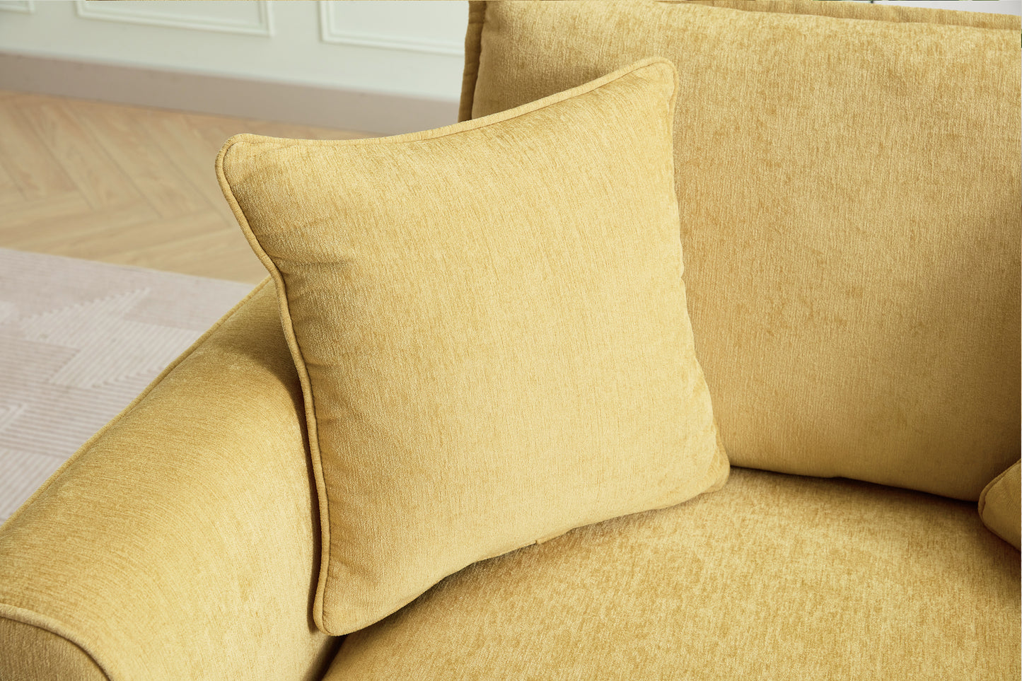 variant-group:rf-n701p379404y|Roomfitters 46.3 Inch Oversized Armchair, Chenille Comfy Accent Chair and a Half Sofa, Rubberwood Legs Pillow, Yellow