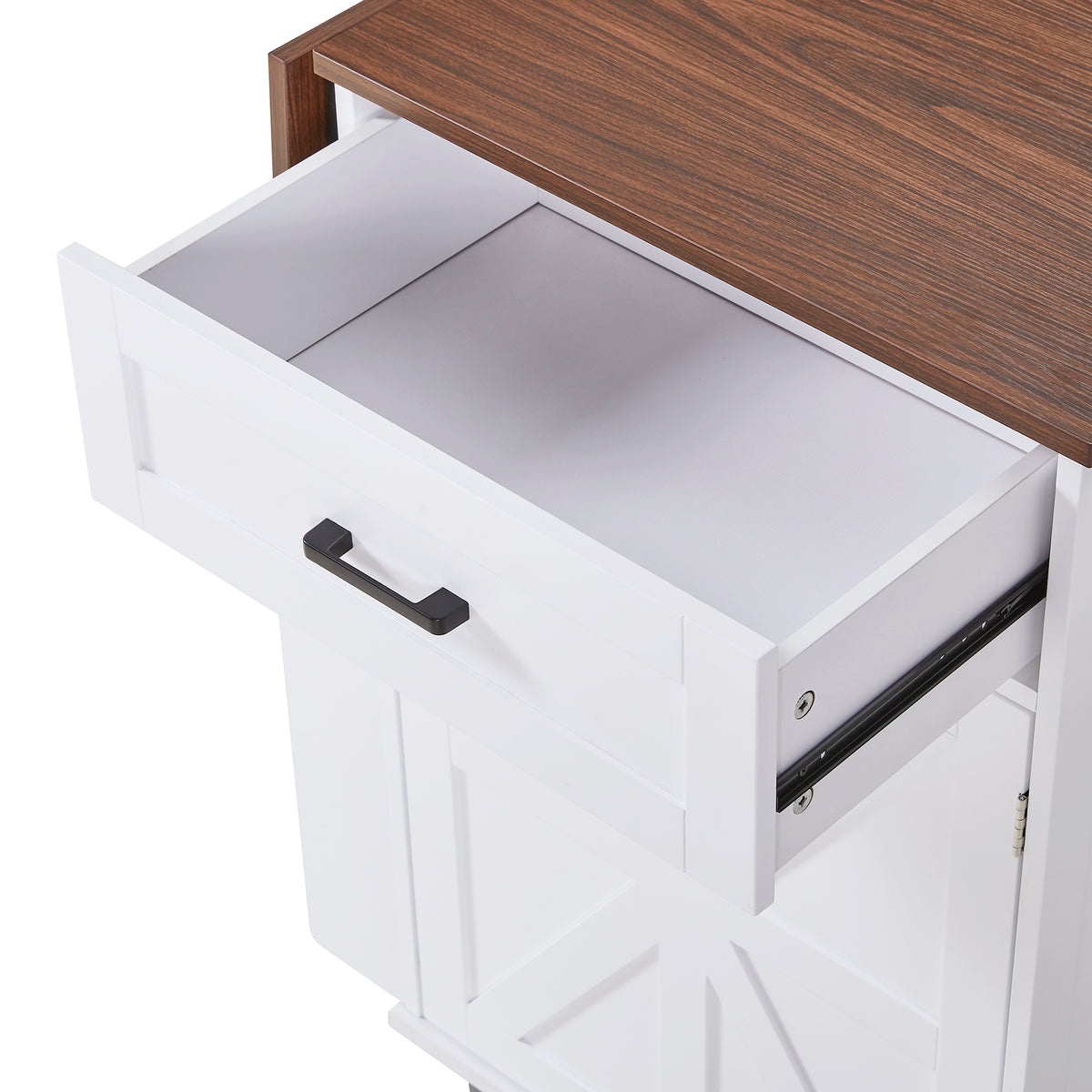 variant-group:rf-n707p404539w|Roomfitters 39.3" Kitchen Island with Drop Leaf, Rolling Kitchen Cart with Storage Drawer and Spice Rack, Modern Style, White