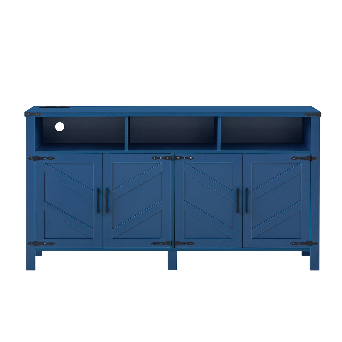 variant-group:rf-n711p347407v|Roomfitters 59" Sideboard Buffet Cabinet with 4 Door & Open Storage, Modern Farmhouse Industrial Coffee Bar Station, Navy Blue