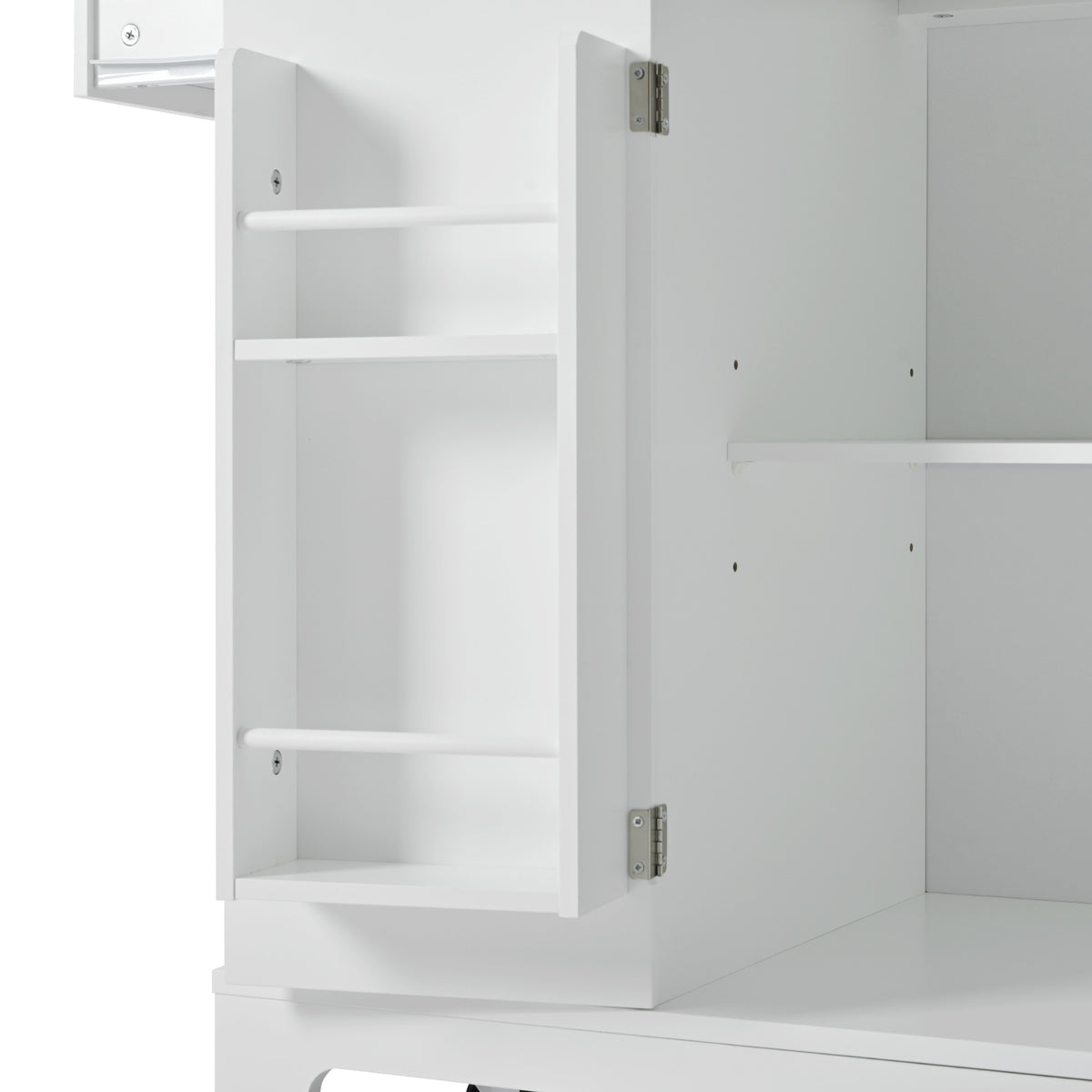 variant-group:rf-n707s221571w|Roomfitters Kitchen Island with Tilt Out Trash Can and Power Outlet, Fluted Storage Cabinet on Wheels, White