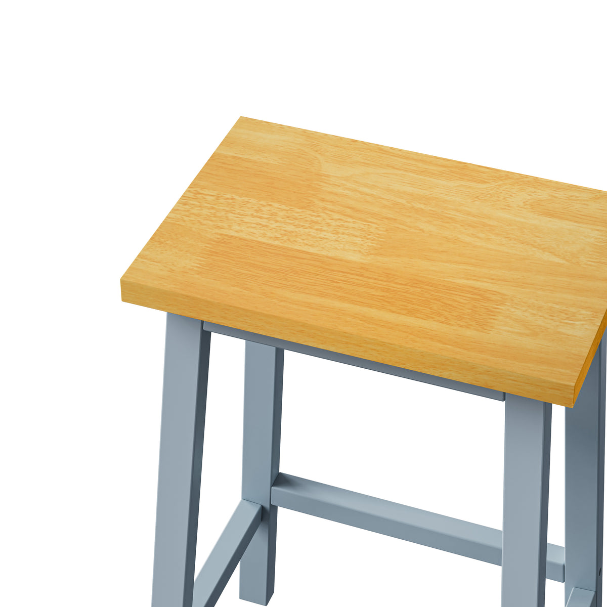 variant-group:rf-n707p185529g|Roomfitters Set of 2 Counter Height Stools, 25.6" A-Frame Solid Wood Bar Stools with Contoured Wood Seat & Footrest, Grey Blue