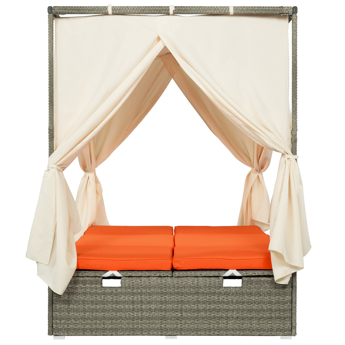 variant-group:rf-n711wy000437aao|Roomfitters Outdoor Canopy Daybed with Cushions, Hidden Storage, Adjustable Lounge Chair, Retractable Canopy, for Patios, Orange