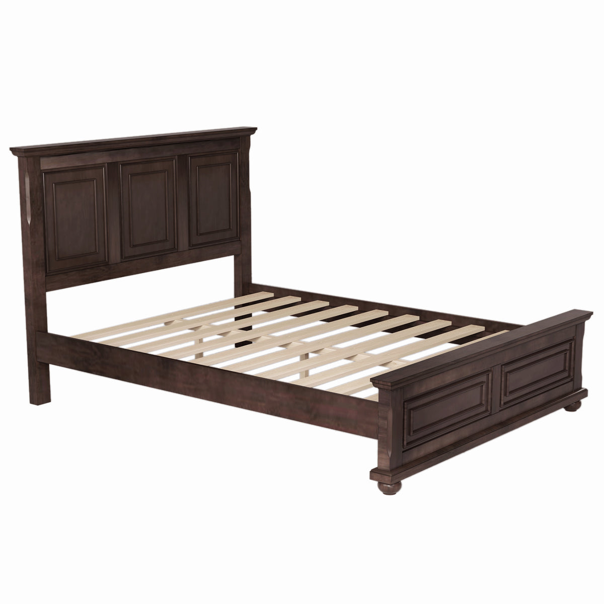 variant-group:rf-n701bs701p422959d|Roomfitters Queen Size Bed Frame with Paneled Headboard and Footboard, Traditional Wooden Platform Bed Frame, Brown