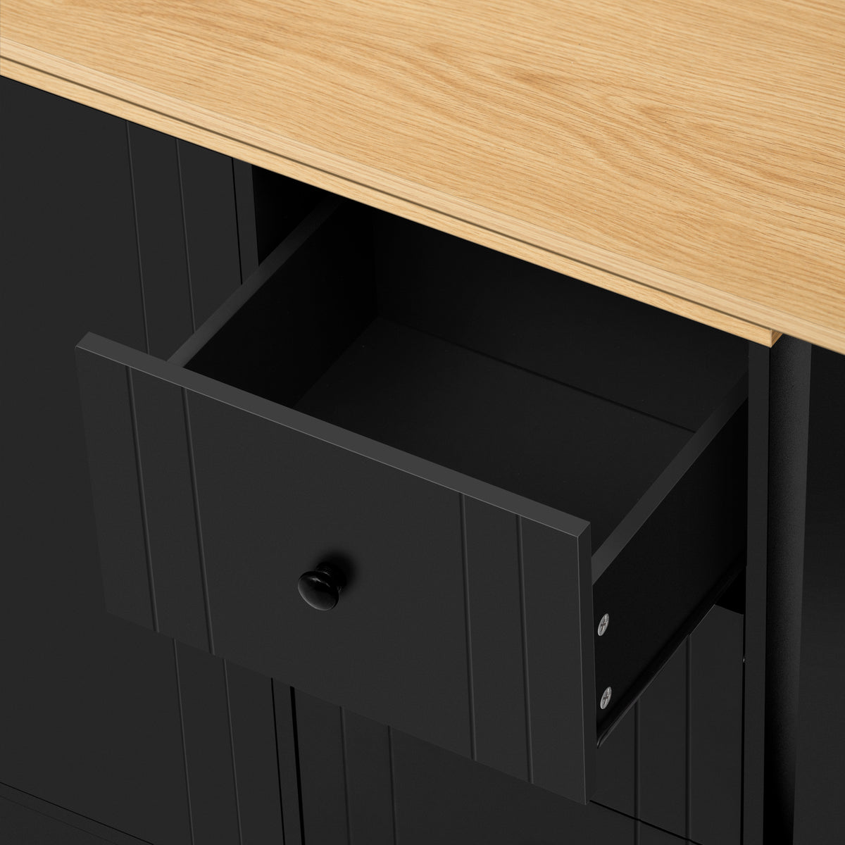 variant-group:rf-n711p334768o|Roomfitters Extendable Sideboard Buffet Cabinet with Storage, Multifunctional Console Table for Dining Room, Black+Natural
