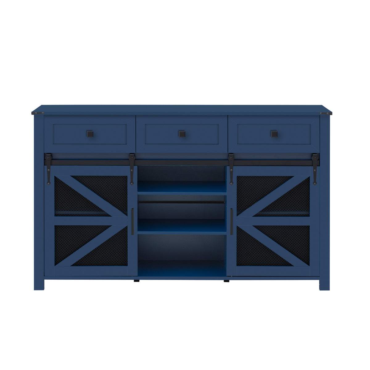 variant-group:rf-n711p347384v|Roomfitters 55" Sideboard Buffet Cabinet with 3 Drawers & Sliding Barn Doors, Farmhouse Storage for Kitchen & Dining, Navy Blue