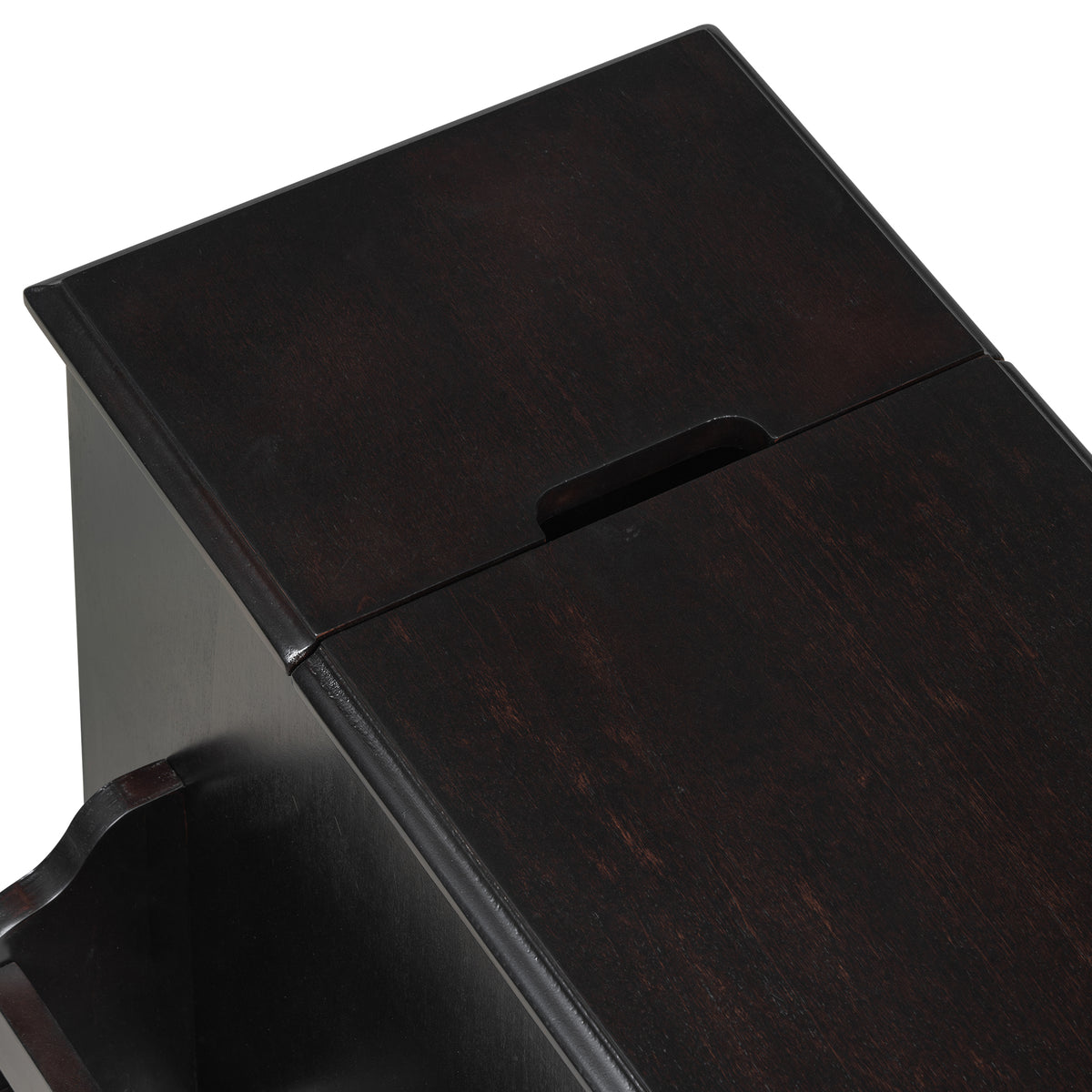 variant-group:rf-n724p293133p|Roomfitters Vintage Sofa Side Table with USB Ports, Flip Top, Cup Holders and Bookshelf Storage for Small Spaces, Espresso
