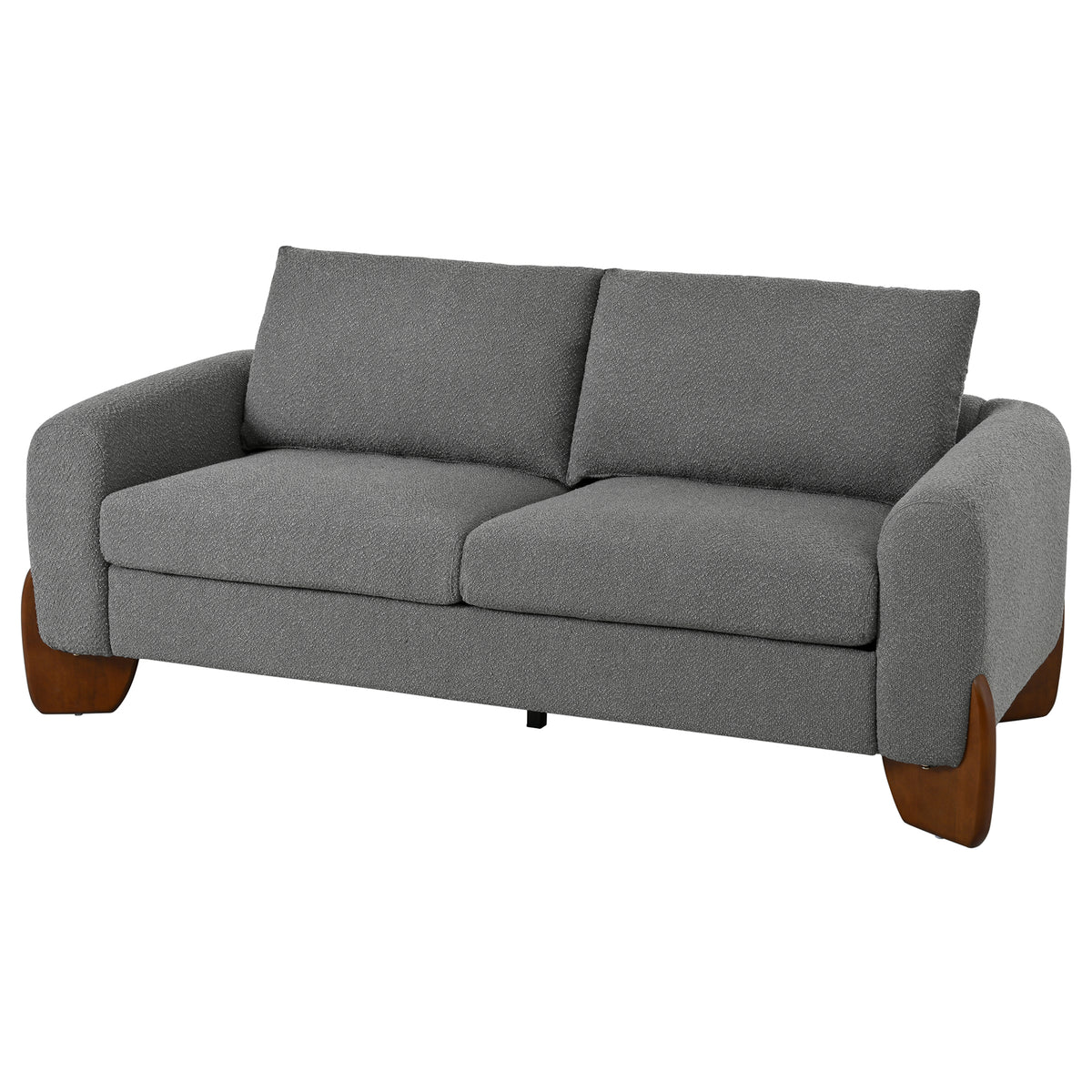 variant-group:rf-n711wy000479aae|Roomfitters Modern 3-Piece Living Room Sofa Set, Bouclé Fabric Loveseat and 2 Armchairs Pack, Grey Pinewood Lounge