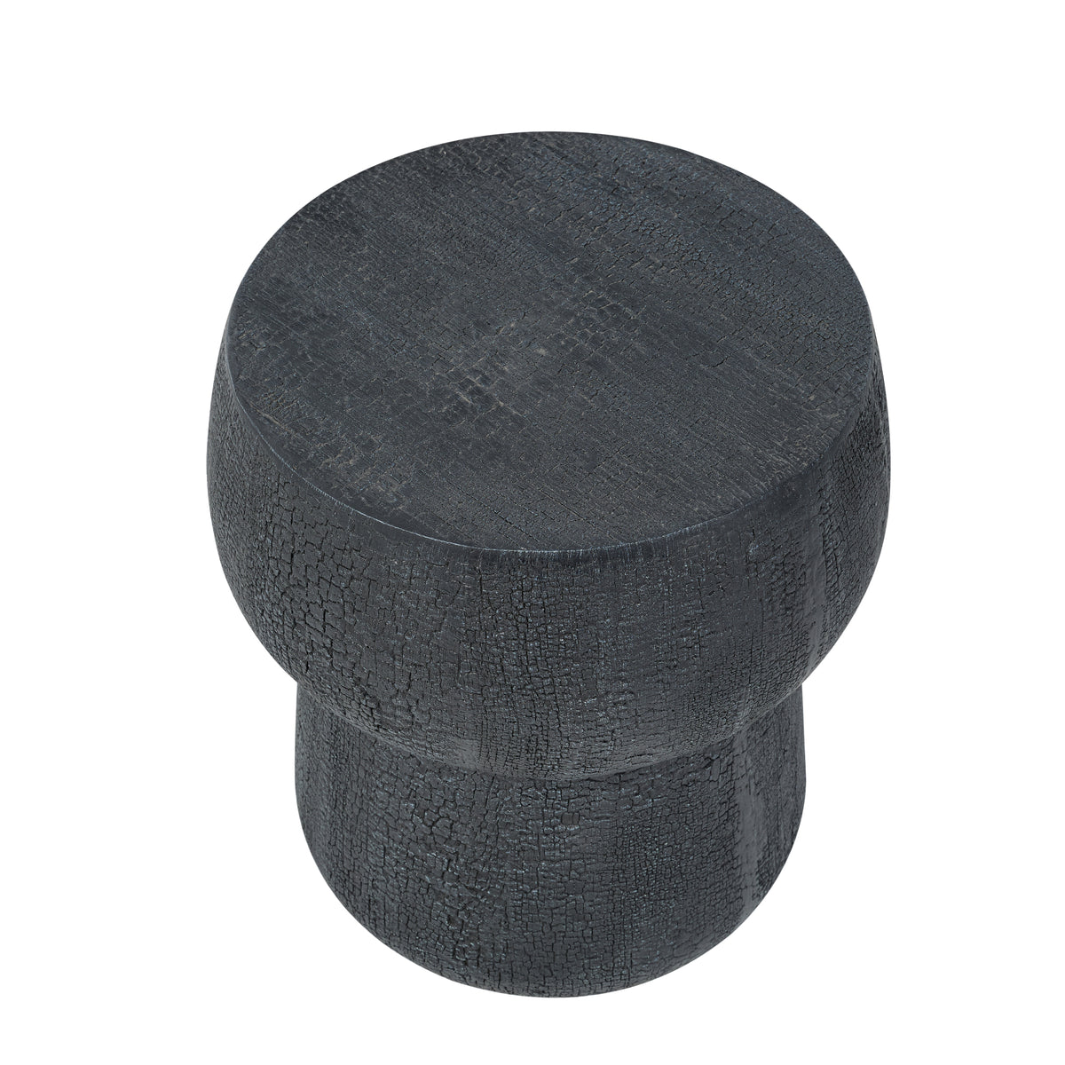 variant-group:rf-n711p422075b|Roomfitters Modern Black Double Barrel Patio Side Table, Distressed Concrete Coffee Table, MgO Garden Stool