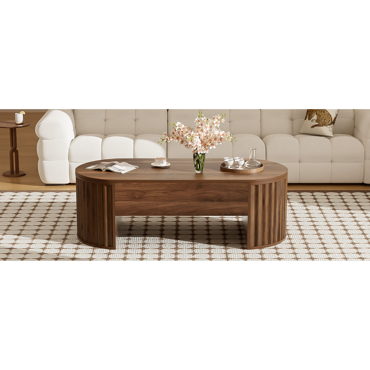 variant-group:rf-n724p391007d|Roomfitters 47.2" Lift Top Coffee Table with Hidden Compartment, Oval Center Table, Brown