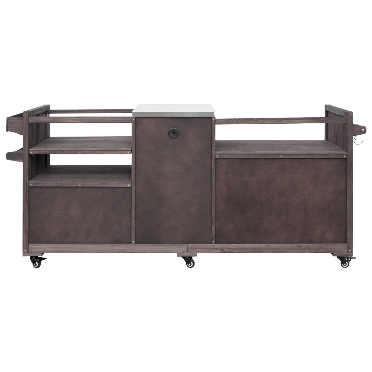 variant-group:rf-n707p392140z|Roomfitters 80.5" Extra Large Grill Cart, Outdoor Kitchen Prep Station with Stainless Steel Top & Kamado Grill Stand, Dark Brown